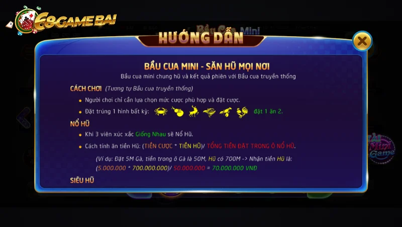 Luật chơi bầu cua 68 game bài online